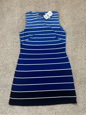 American Living Blue Gradient Striped Sleeveless Sheath Dress